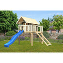 Maison sur pilotis Akubi "Fidel" SET terra gris avec toboggan à vagues 3m bleu, rampe en filet