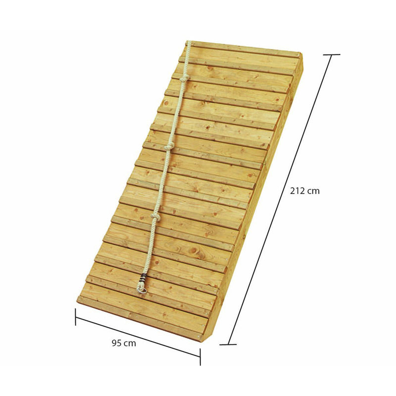 Akubi Stelzenhaus "Fidel" SET naturbelassen mit Wellenrutsche 3m blau, Holzrampe
