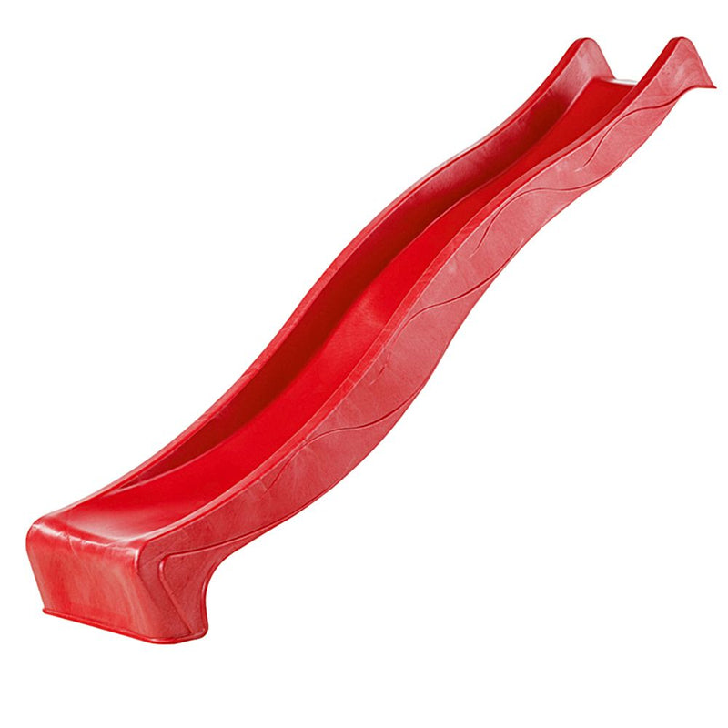 Akubi Stelzenhaus "Fidel" SET terragrau mit Wellenrutsche 3m rot, Holzrampe