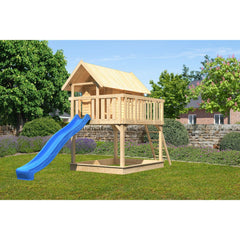 Akubi Stelzenhaus "Fidel" SET naturbelassen mit Wellenrutsche 3m blau, Sandkasten natur – Vorschau 1