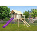 Maison sur pilotis Akubi "Fidel" SET terra gris avec toboggan à vagues violet, rampe en filet