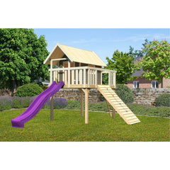 Akubi Stelzenhaus "Fidel" SET terragrau mit Wellenrutsche violett, Holzrampe – Vorschau 2