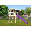 Maison sur pilotis Akubi "Benjamin" SET terra gris avec toboggan violet, rampe en filet