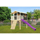 Maison sur pilotis Akubi Benjamin avec toboggan et rampe en bois