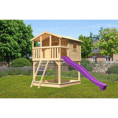 Akubi Stelzenhaus "Benjamin" SET naturbelassen mit Rutsche violett, Sandkasten – Vorschau 1