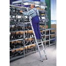 EUROLINE Ladders No. 30182 Aluminium shelf ladder with aluminium steps, can be suspended