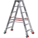 EUROLINE Leitern Nr. 30573 Alu-Stufenstehleiter mit Federrollen und Feststellern