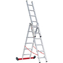 EUROLINE Ladders No. 307 Aluminium multi-purpose ladder, 3-section, rollable