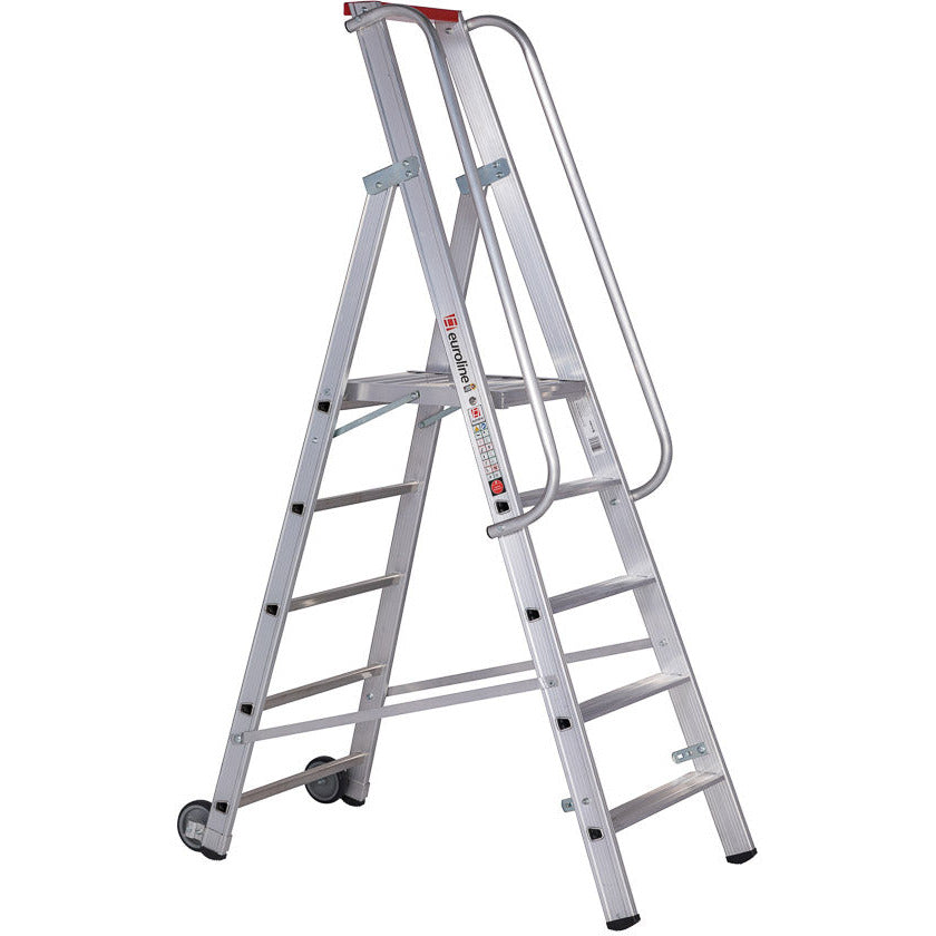 EUROLINE Ladders No. 32677 Aluminium stepladder with large platform