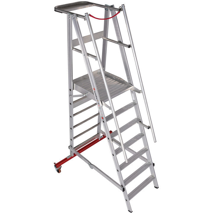 EUROLINE Leitern Nr. 32777 Aluminium-Podestleiter fahrbar, klappbar