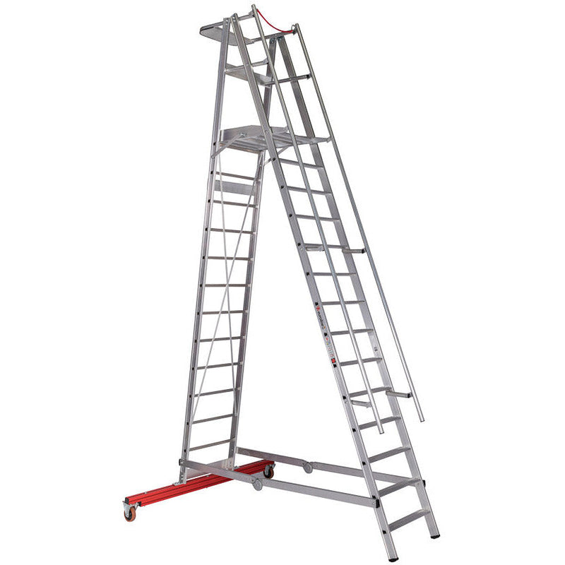 EUROLINE Leitern Nr. 32777 Aluminium-Podestleiter fahrbar, klappbar