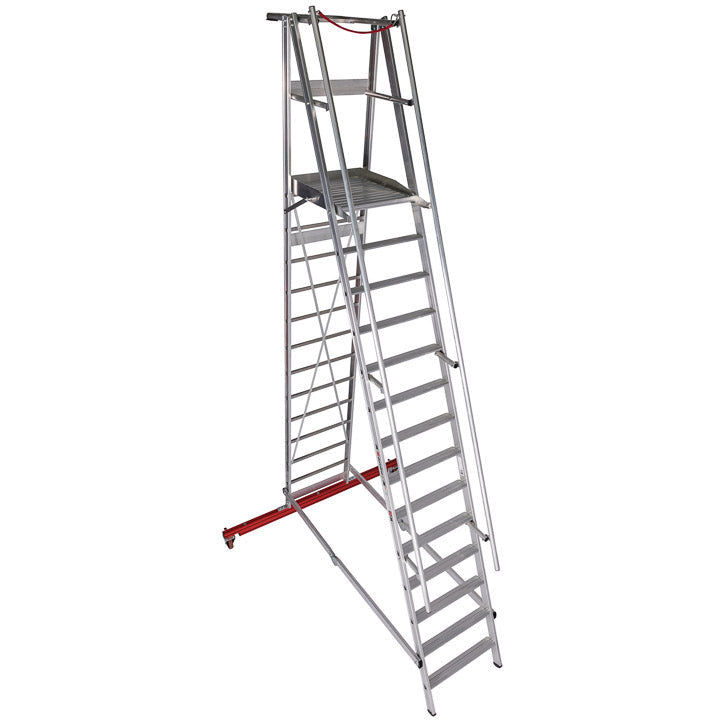 EUROLINE Ladders No. 32777 Aluminum platform ladder, mobile, foldable