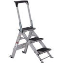 EUROLINE Ladders No. 334 Aluminium safety ladder, foldable with bracket and tool tray