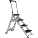EUROLINE Ladders No. 334 Aluminium safety ladder, foldable with bracket and tool tray