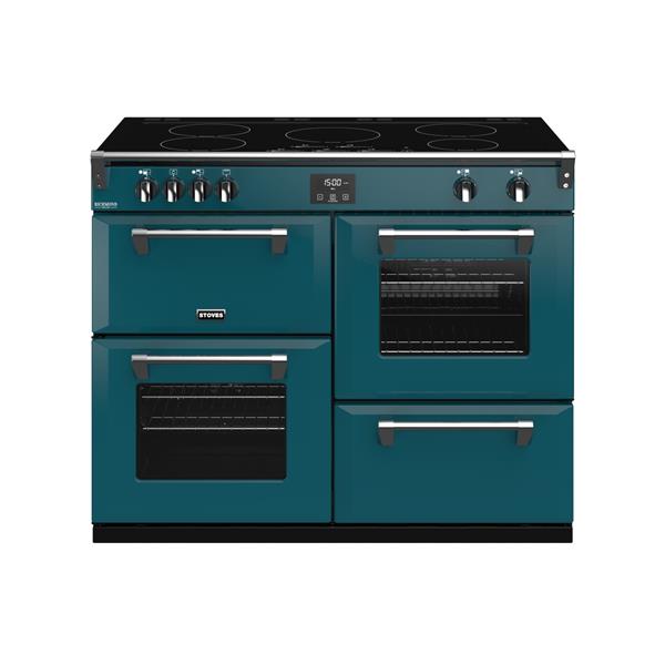 STOVES RICHMOND Deluxe S1100 EGG INDUCTION CB Kingfisher Teal/Chrome 