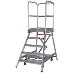 EUROLINE Leitern Nr. 51503 Mobile Podesttreppe einseitig begehbar mit Zentralfeststellung – Vorschau 1