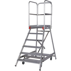 EUROLINE Leitern Nr. 51503 Mobile Podesttreppe einseitig begehbar mit Zentralfeststellung – Vorschau 1