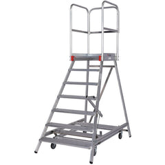 EUROLINE Leitern Nr. 51503 Mobile Podesttreppe einseitig begehbar mit Zentralfeststellung – Vorschau 1