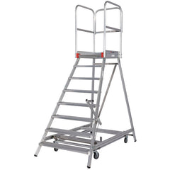 EUROLINE Leitern Nr. 51503 Mobile Podesttreppe einseitig begehbar mit Zentralfeststellung – Vorschau 1