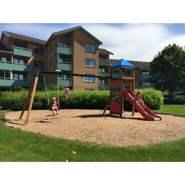 Lars Laj Doppelt Schaukel mit Rutsche und Turm Spielplatz