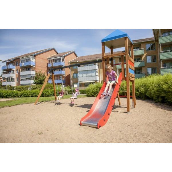 Lars Laj Doppelt Schaukel mit Rutsche und Turm Spielplatz
