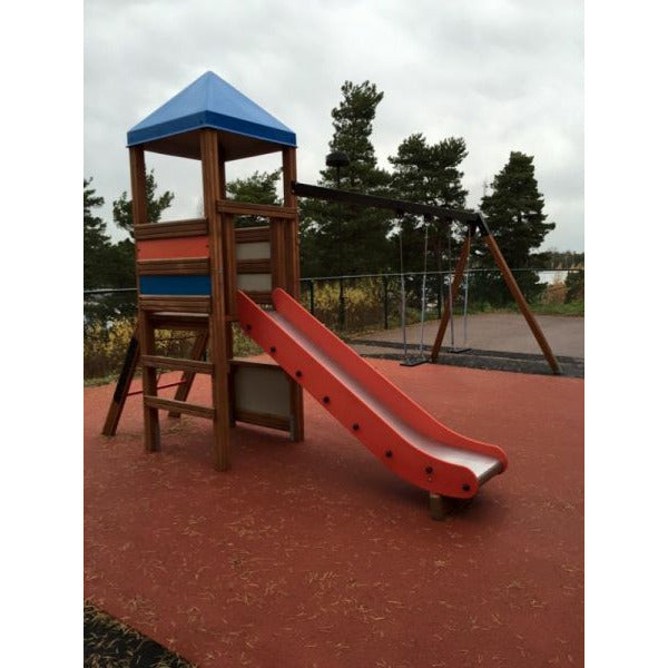 Lars Laj Doppelt Schaukel mit Rutsche und Turm Spielplatz