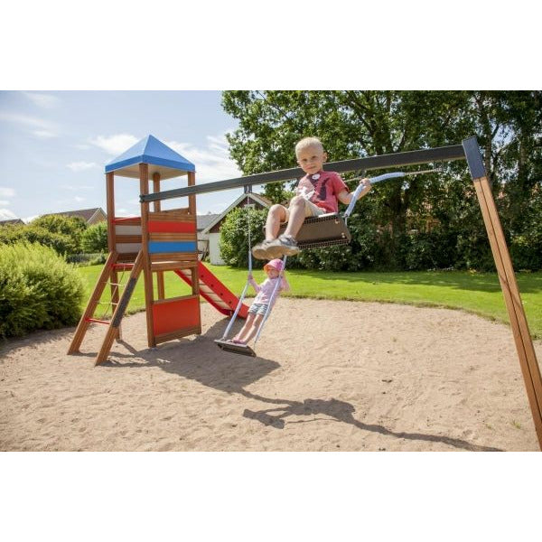 Lars Laj Doppelt Schaukel mit Rutsche und Turm Spielplatz