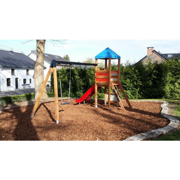 Lars Laj Doppelt Schaukel mit Rutsche und Turm Spielplatz