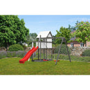 Akubi children's playhouse "Frida" SET natural with extension, paneling, children's coloring sets, double swing extension, wave slide red