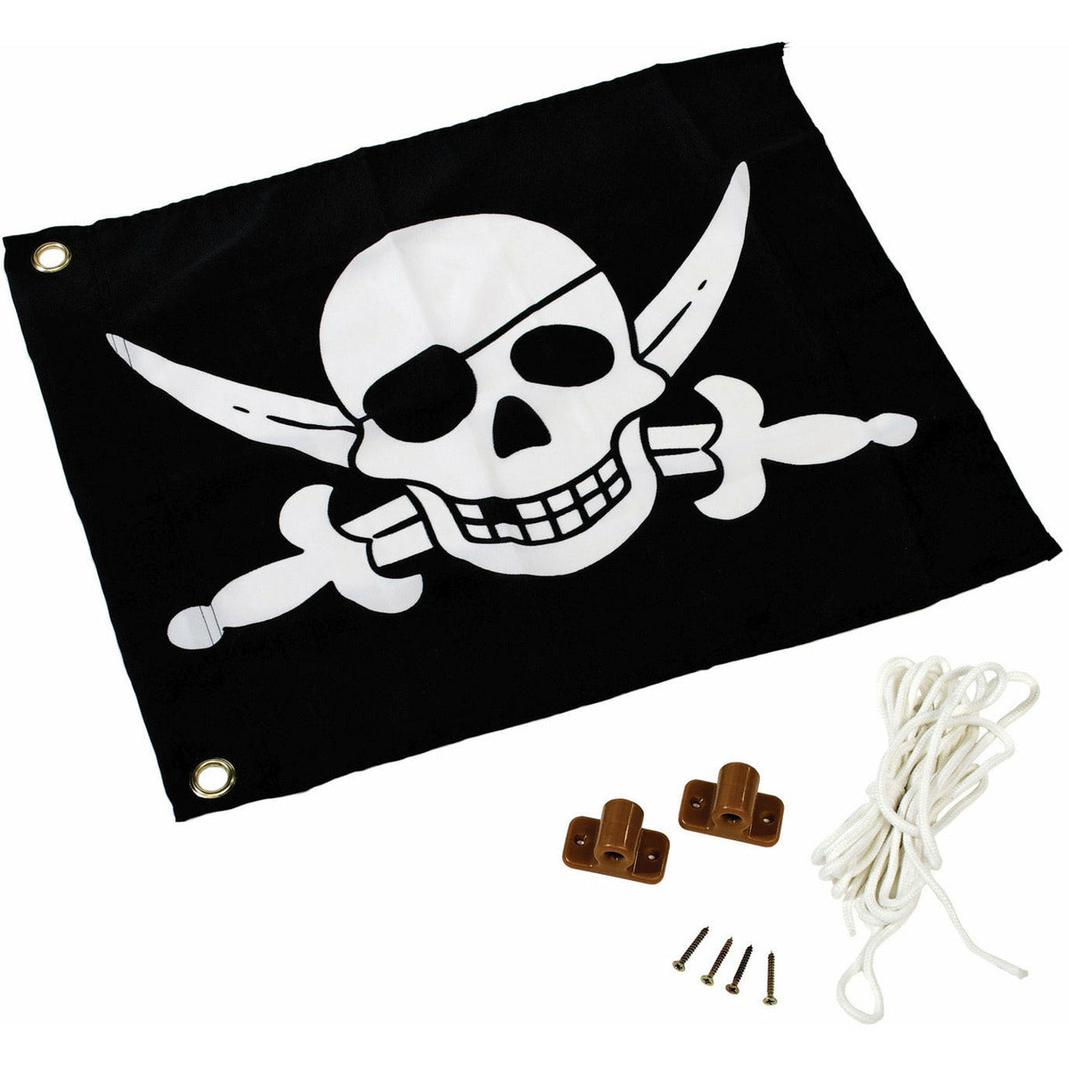 Akubi torre da gioco "Luis" SET Fortezza dei pirati, legno naturale, con struttura per arrampicata, bandiera, set di pittura