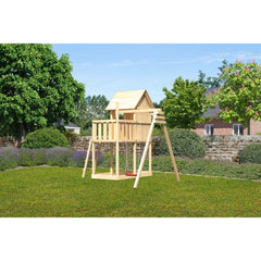 Akubi Kinderspielhaus "Frieda" SET naturbelassen mit Schaukelanbau Einzel – Vorschau 1
