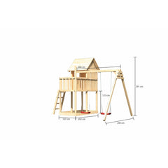 Akubi Kinderspielhaus "Frieda" SET naturbelassen mit Schaukelanbau Doppel – Vorschau 2