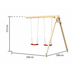 Akubi Kinderspielhaus "Frieda" SET naturbelassen mit Schaukelanbau Doppel – Vorschau 4