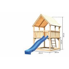 Akubi Torre da gioco "Luis" tetto a capanna con scivolo SET con scivolo blu – Vorschau 2