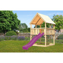 Akubi play tower "Luis" gable roof with slide SET with slide purple