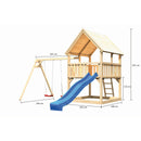 Tour de jeu Akubi "Luis" toit en pente SET avec double balançoire et toboggan bleu