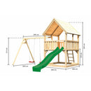 Tour de jeux Akubi "Luis" toit en pente SET avec double balançoire et toboggan vert