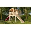Maison sur pilotis Akubi "Benjamin" SET naturel avec rampe en bois, toboggan 3m rouge