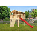 Maison sur pilotis Akubi "Benjamin" SET naturel avec rampe en bois, toboggan 3m rouge