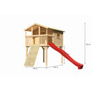 Maison sur pilotis Akubi "Benjamin" SET naturel avec rampe en bois, toboggan 3m rouge