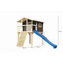 Maison sur pilotis Akubi "Benjamin" SET terra gris avec rampe en bois, toboggan 3m bleu