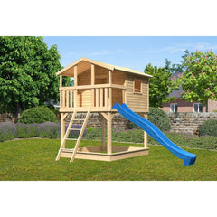 Casetta su palafitte Akubi "Benjamin" SET legno naturale con sabbiera, scivolo 3m blu – Vorschau 1