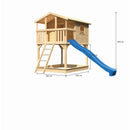 Maison sur pilotis Akubi "Benjamin" SET naturel avec bac à sable, toboggan 3m bleu