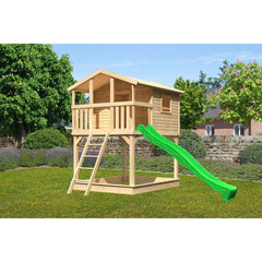 Akubi Stelzenhaus "Benjamin" SET naturbelassen mit Sandkasten, Rutsche 3m grün – Vorschau 1