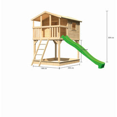 Akubi Stelzenhaus "Benjamin" SET naturbelassen mit Sandkasten, Rutsche 3m grün – Vorschau 2
