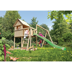 Akubi Kinderspielhaus "Frieda" SET AKTION2 naturbelassen mit Anbau – Vorschau 1