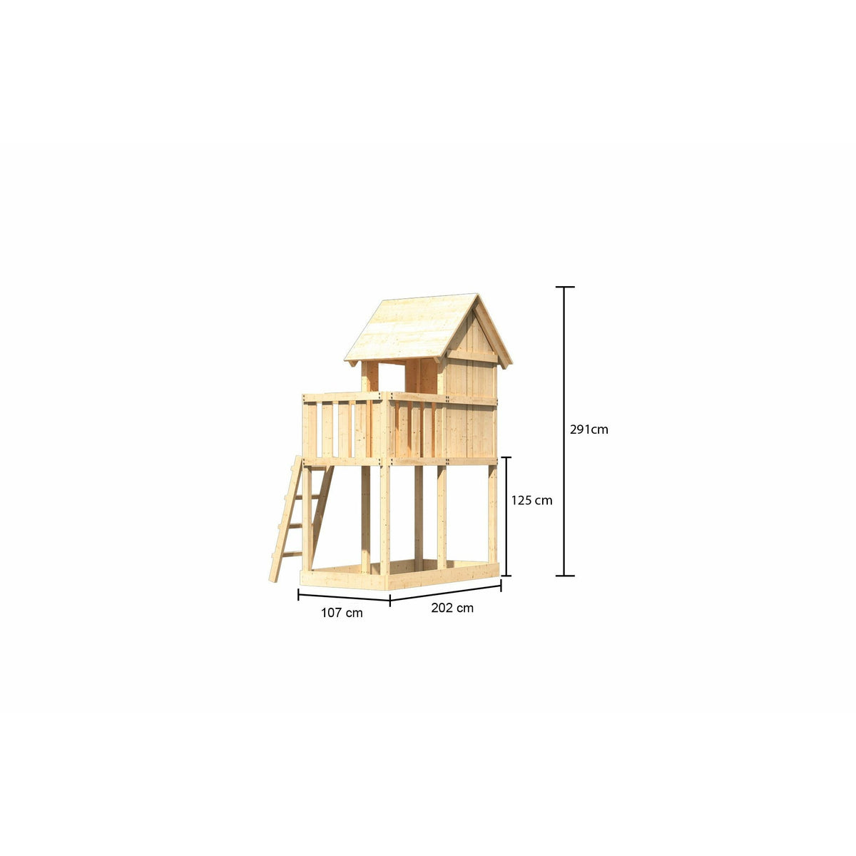 Akubi Kinderspielhaus "Frieda" SET AKTION2 naturbelassen mit Anbau