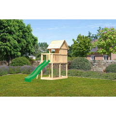 Akubi Kinderspielhaus "Frieda" SET AKTION2 naturbelassen mit Anbau und Rutsche grün – Vorschau 2