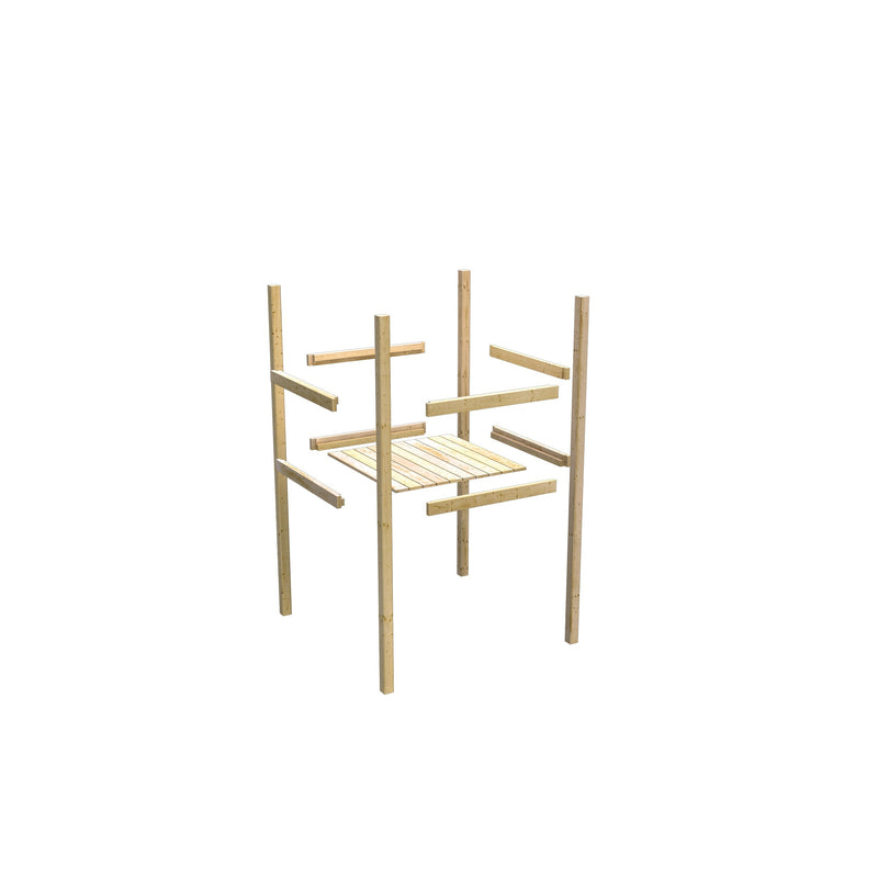 Akubi Kinderspielhaus "Frieda" SET AKTION2 naturbelassen mit Anbau und Rutsche grün