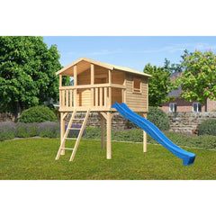 Akubi stilt house "Benjamin" SET ACTION2 natural with slide blue – Vorschau 1